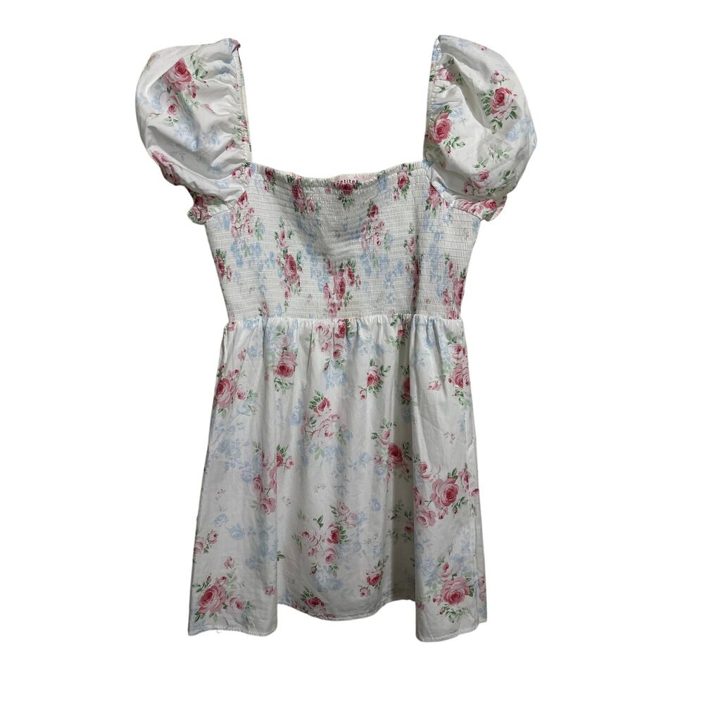 Miss Selfridge ASOS Poplin Shirred Square Neck Floral Dress M smocked